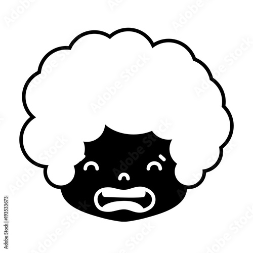 contour boy head with curly hair and disgusted face