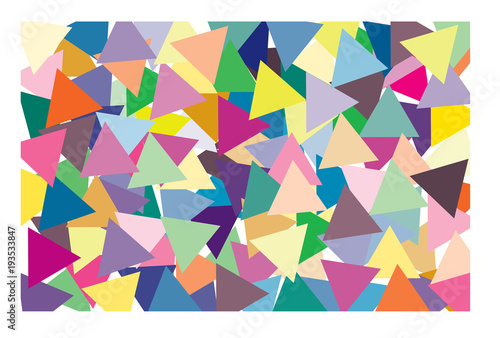 Multi color of triangle put overlap to pattern. colorful of geometry shape overlay to texture of backdrop.