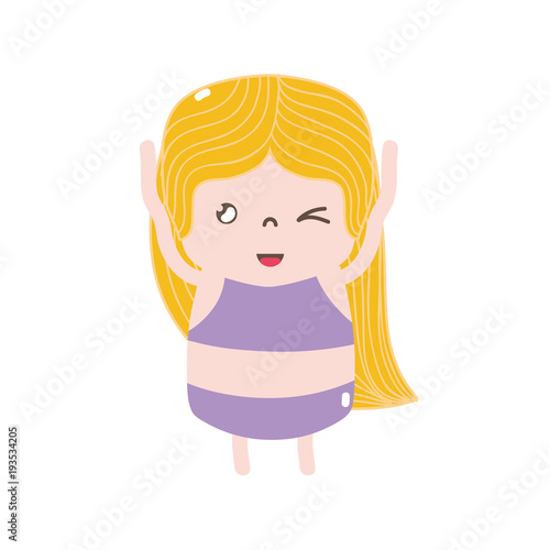 fuul color girl wth long hair and funny face