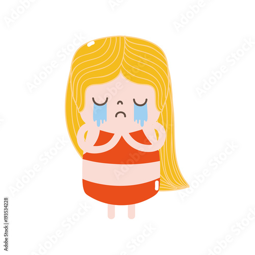 full color girl wth long hair and crying face