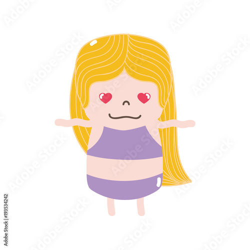 full color girl wth long hair and in love face