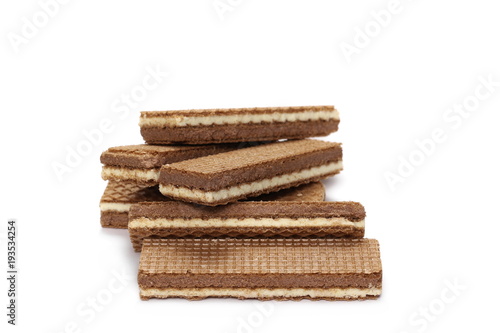 Chocolate wafers isolated on white background