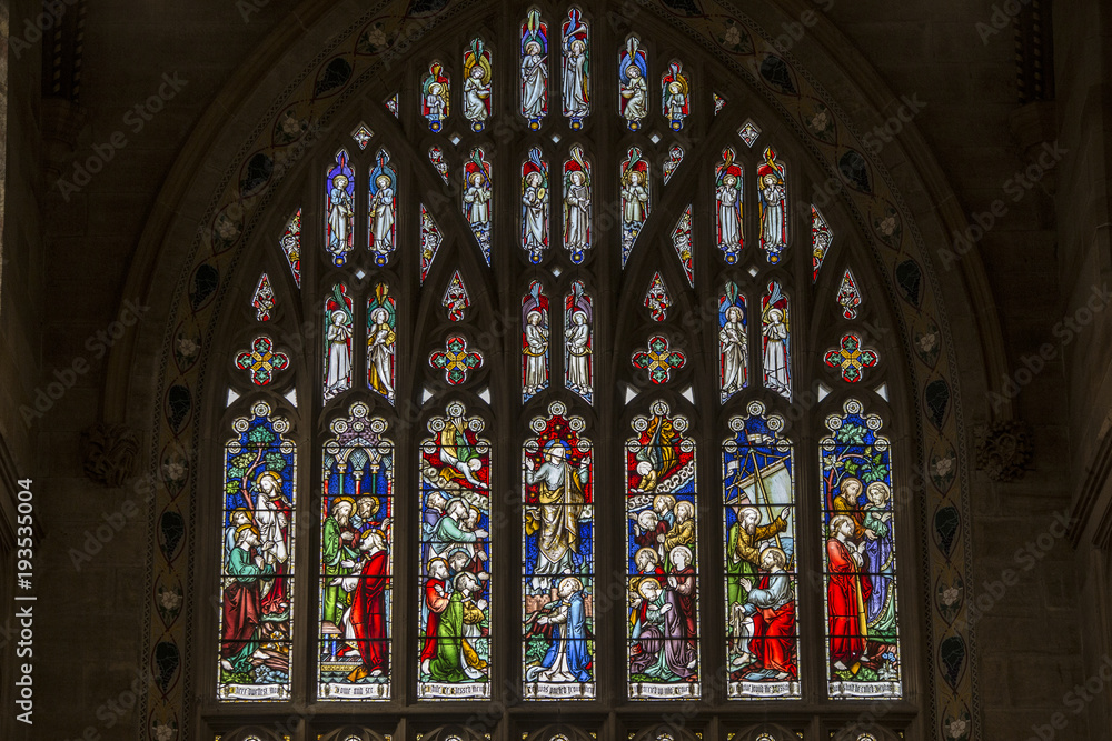 Stained glass at St Andrew's Cathedral, the cathedral church of the Anglican Diocese of Sydney in the Anglican Church of Australia.