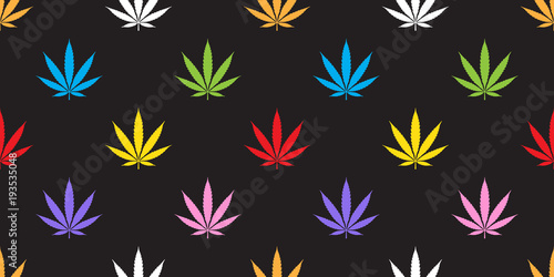 Marijuana cannabis seamless pattern Weed leaf vector isolated wallpaper backgeound colorful