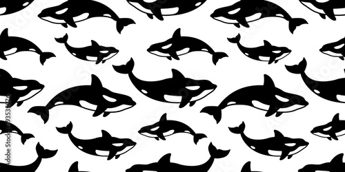 whale seamless pattern shark dolphin fish vector isolated ocean sea wallpaper background