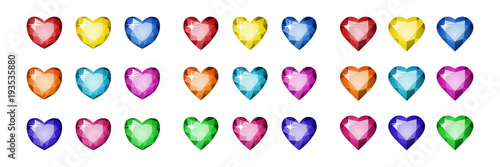 Precious stones in the form of heart.