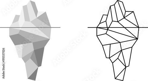 Polygonal iceberg in flat triangular low poly style icon. Vector