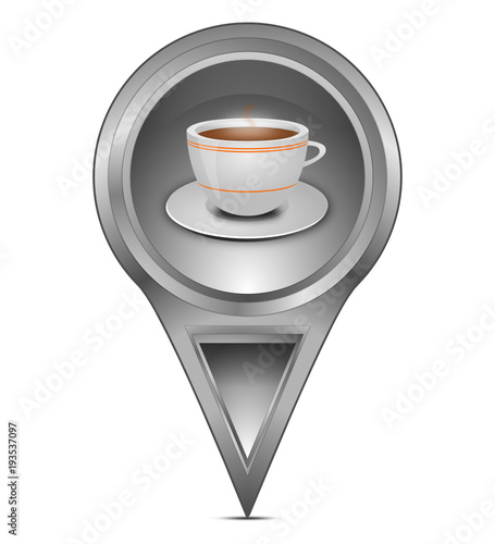 Map pointer with a Cup of Coffee - illustration