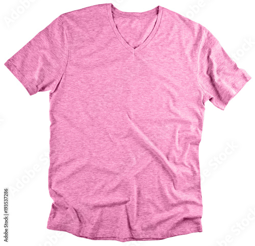 Front view of pink t-shirt on white background.