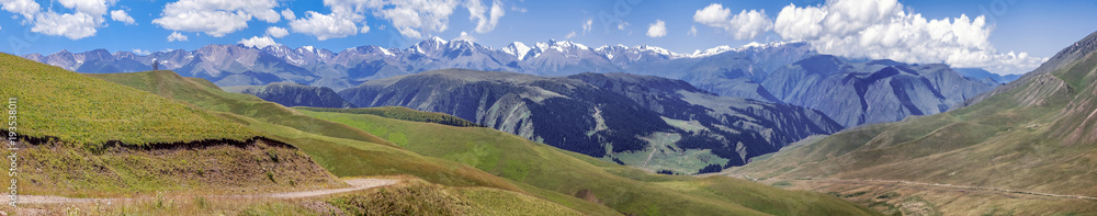 Mountain road on the plateau of Assy. Kazakhstan, Almaty region.