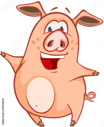 Illustration of a Cute Pig. Cartoon Character 