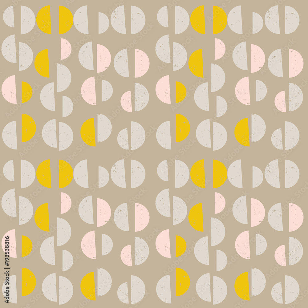 Modern vector abstract seamless geometric pattern with  semicircles in retro scandinavian style