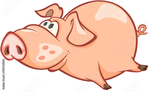 Illustration of a Cute Pig. Cartoon Character 