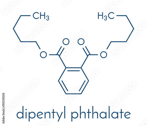 Di-n-pentyl phthalate (DNPP) plasticizer molecule. Skeletal formula.