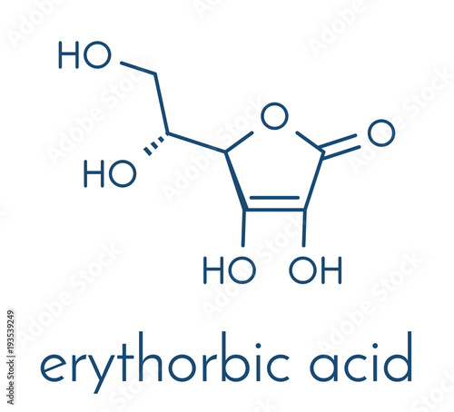 Erythorbic acid food preservative molecule (antioxidant). Skeletal formula.