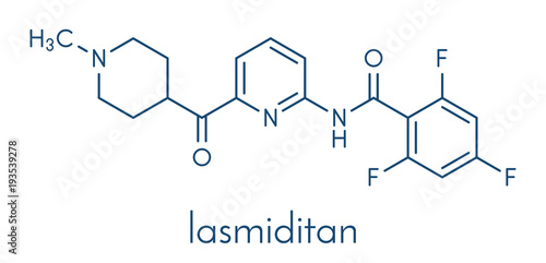 Lasmiditan migraine drug molecule. Skeletal formula.
