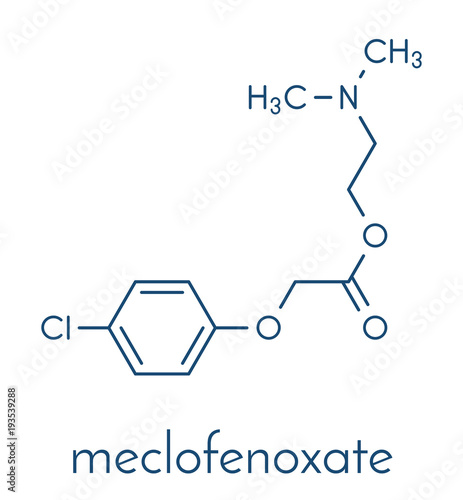 Meclofenoxate nootropic molecule. Skeletal formula.