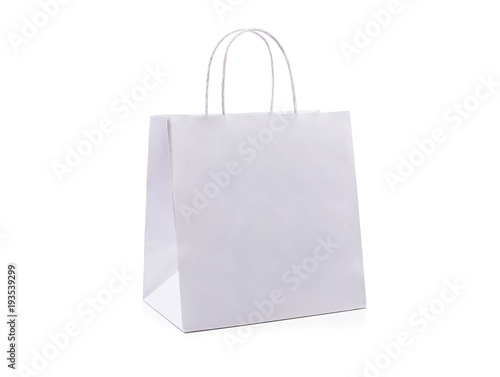 White paper bag isolated on white...