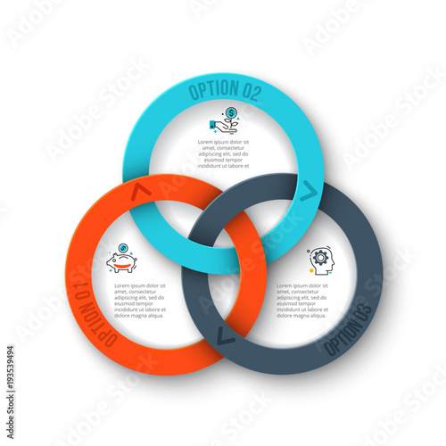 Business data visualization. Abstract rings of cycle diagram with 3 steps, options, parts or processes. Vector business template for presentation. Creative concept for infographic.