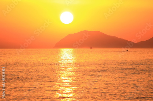 Sunset landscape near Dubrovnik touristic destination  Adriatic sea  Croatia