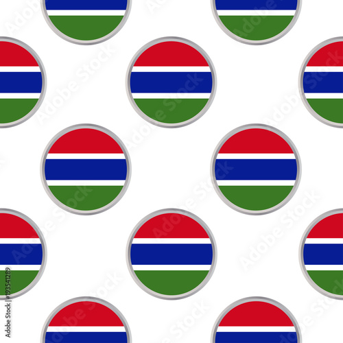 Seamless pattern from the circles with flag of the Gambia.