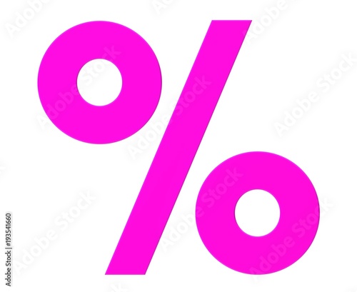 percent 3d sign flat rendering pink percentage symbol icon