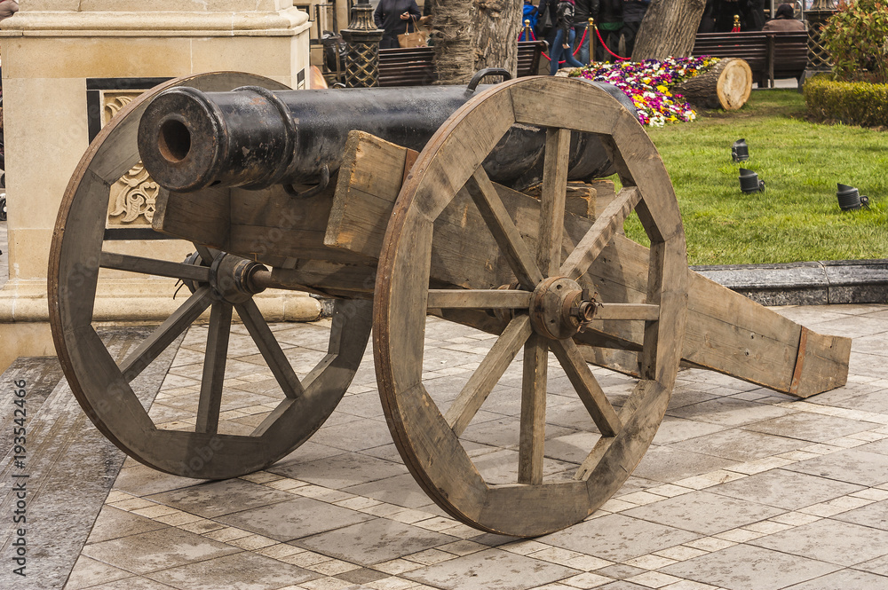Fortress cannon mounted in the Central part of Baku city, Azerbaijan Republic