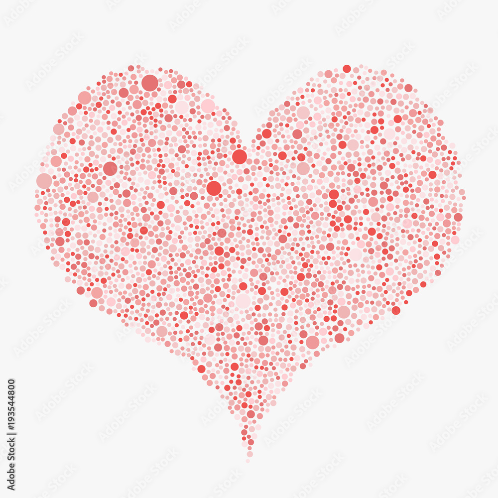 Red Bubbles Circle Heart Banner. Love.