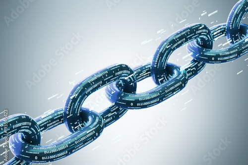 Diagonal chain, a blockchain concept, gray photo