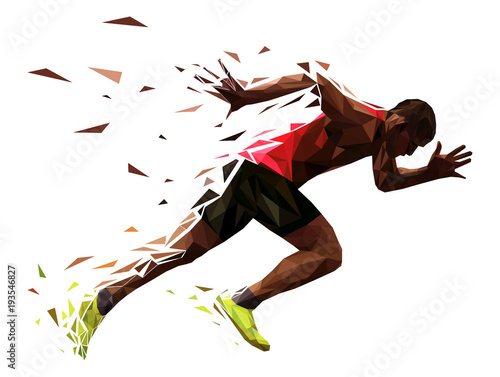 Fotografie, Obraz runner athlete sprint start explosive run vector illustration