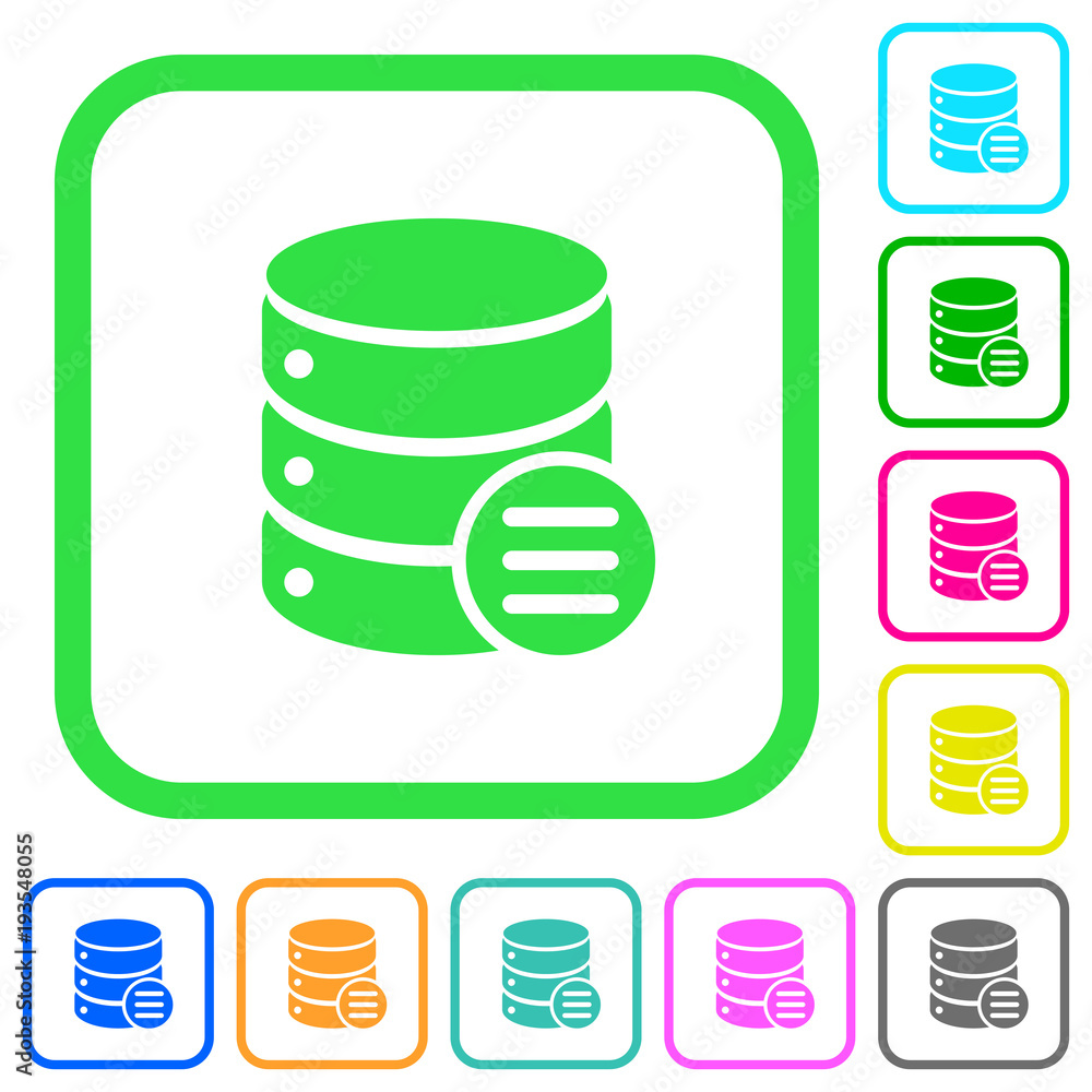 Database options vivid colored flat icons Database options vivid colored flat icons