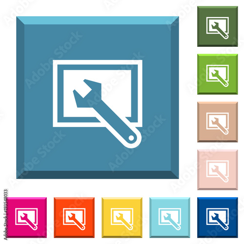 Screen settings white icons on edged square buttons