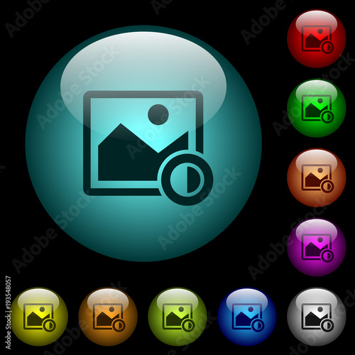 Adjust image contrast icons in color illuminated glass buttons