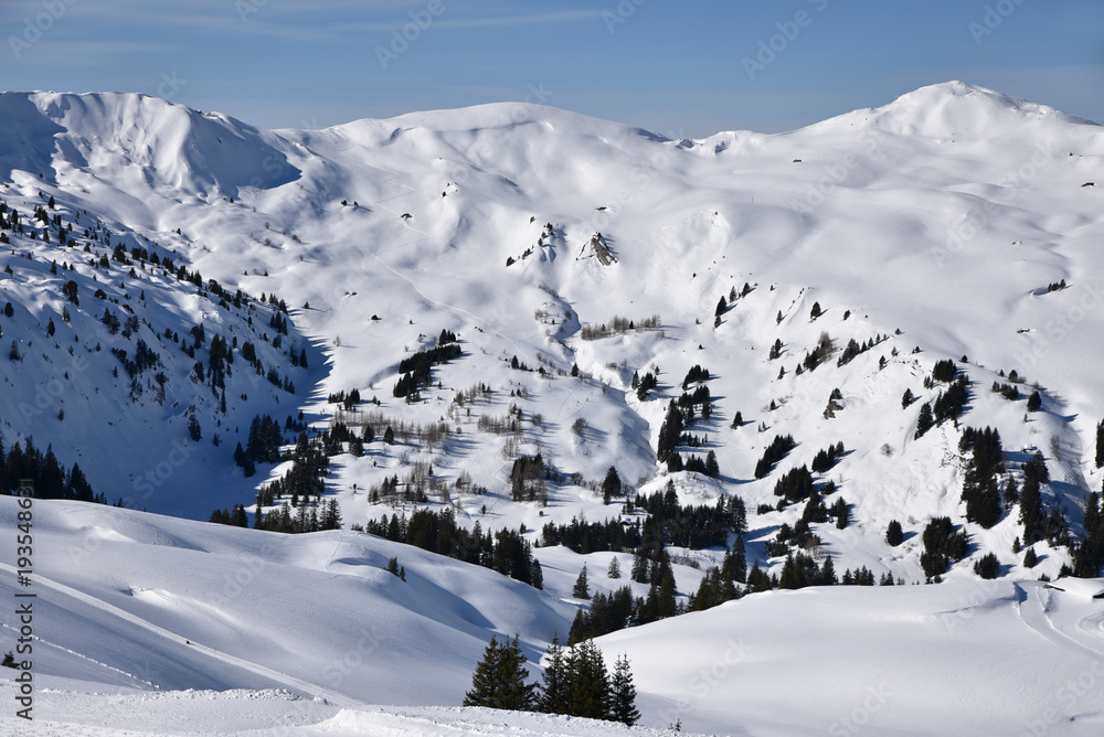 Fototapeta premium Montagnes sous la neige dans l'Oberland bernois en Suisse