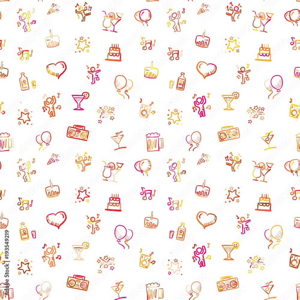 Party doodles, seamless wallpaper design Party doodles, seamless wallpaper design