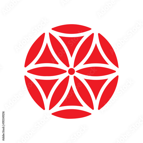 Vector symbol: variant of The flower of Aphrodite. Geometric Rose. The Rose of Aphrodite, also known as the Flower of Love. Antique mystic ornate or heraldic element isolated.