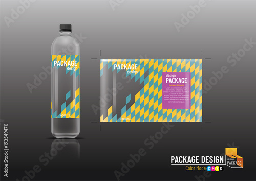 Package design, Label & Plastic bottles, mock up, Vector illustration