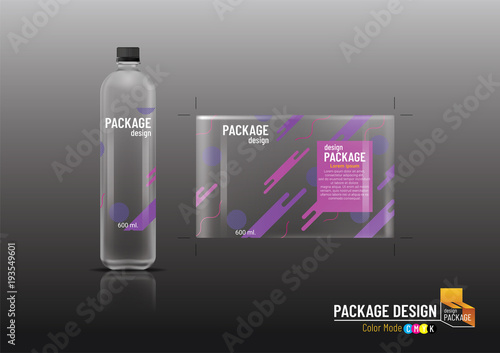 Package design, Label Template & Plastic bottle, mock up-Vector illustration