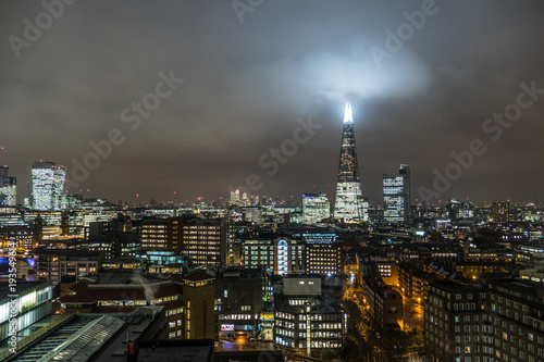 London, United Kingdom - 11 12 2016: Financial Business Center Cityscape Against Sky At Night In London, UK.