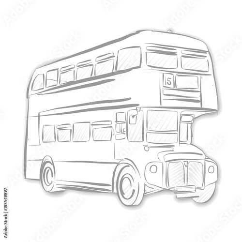 London Bus Black and White Sketch