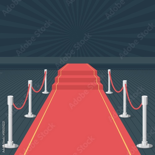 Red carpet of cinema award event. Red Carpet Stage.