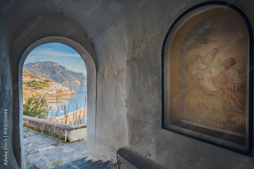 View of amalfi with particular religious
