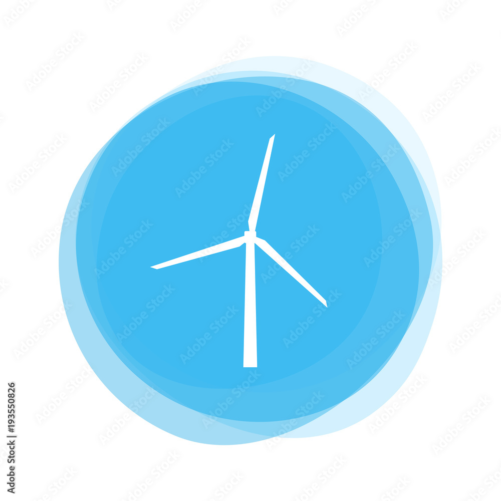 Weiße Windmühle auf hellblauem Button Weiße Windmühle auf hellblauem Button