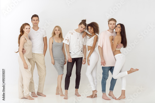 Group of young Multi-ethnic friends indoors in studio