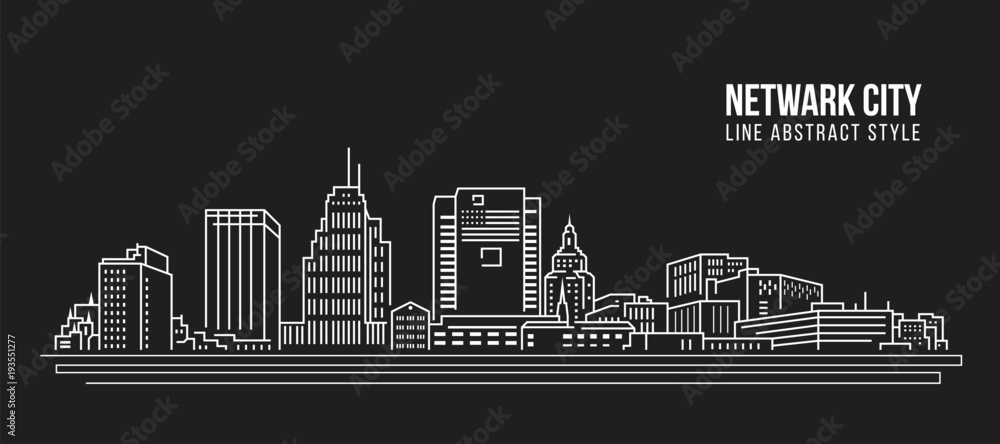 Cityscape Building Line art Vector Illustration design - Netwark city