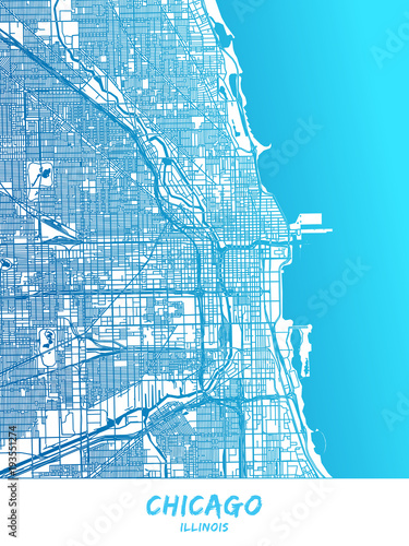Chicago, Illinois - Map Poster Design