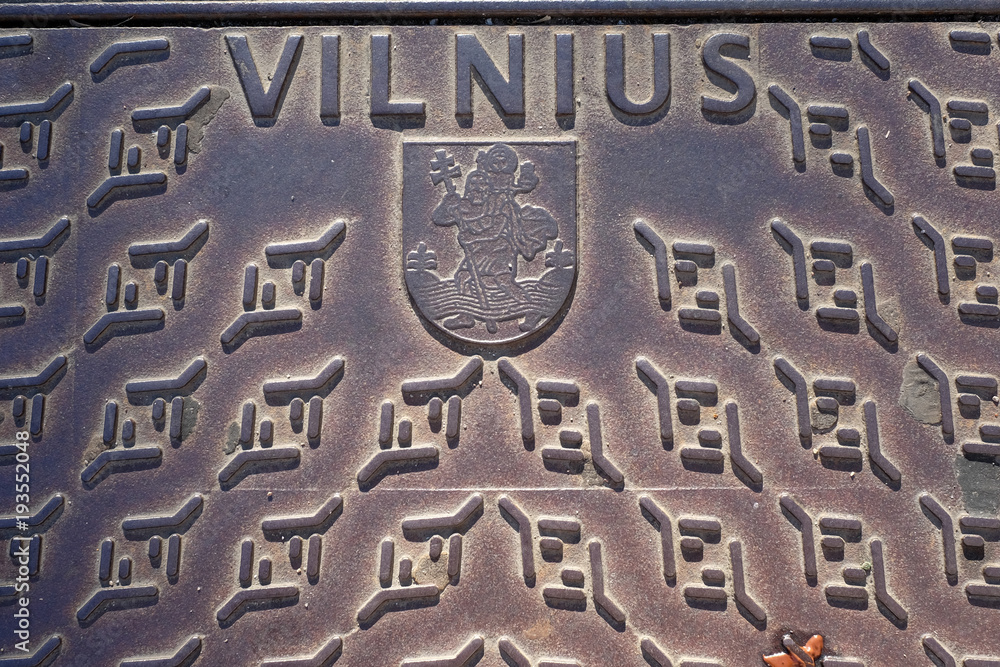 Vilnius City Iron Symbolic Canalization Cover Vilnius City Iron Symbolic Canalization Cover