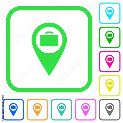 Baggage storage GPS map location vivid colored flat icons