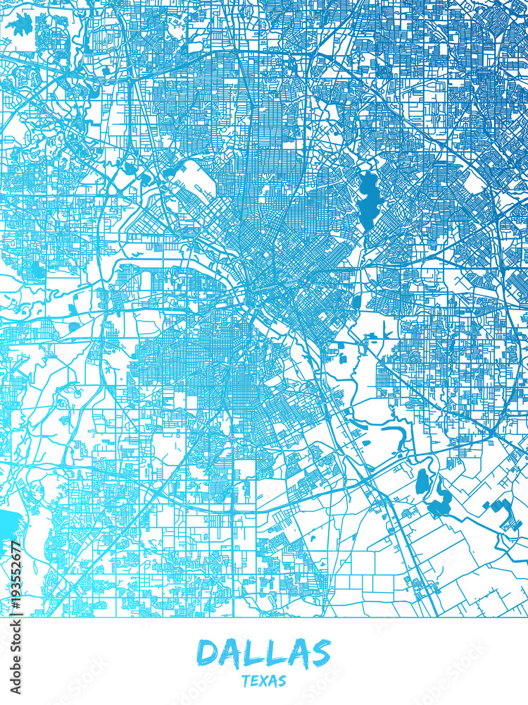 Fototapeta premium Dallas, Texas - Map Poster Design