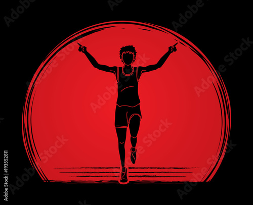 Athlete runner, A man runner running ,The winner designed on sunlight background graphic vector